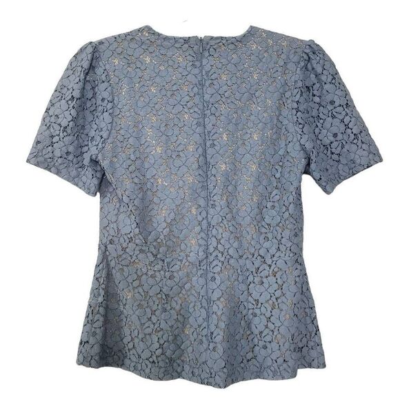 Lily‎ Ashwell Blue Eyelet Floral Blouse Sz S/XS Cotton Silk Cottagecore Romantic - Picture 2 of 6